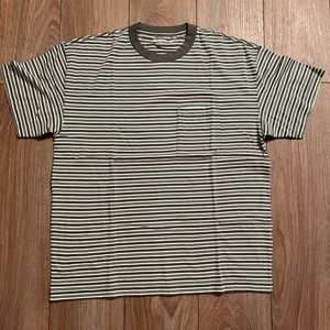 Abercrombie Men’s green striped casual T-shirt.
